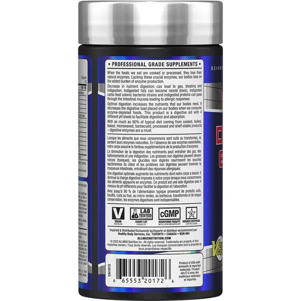 ALLMAX Digestive Enzymes (90 capsules) — back of package
