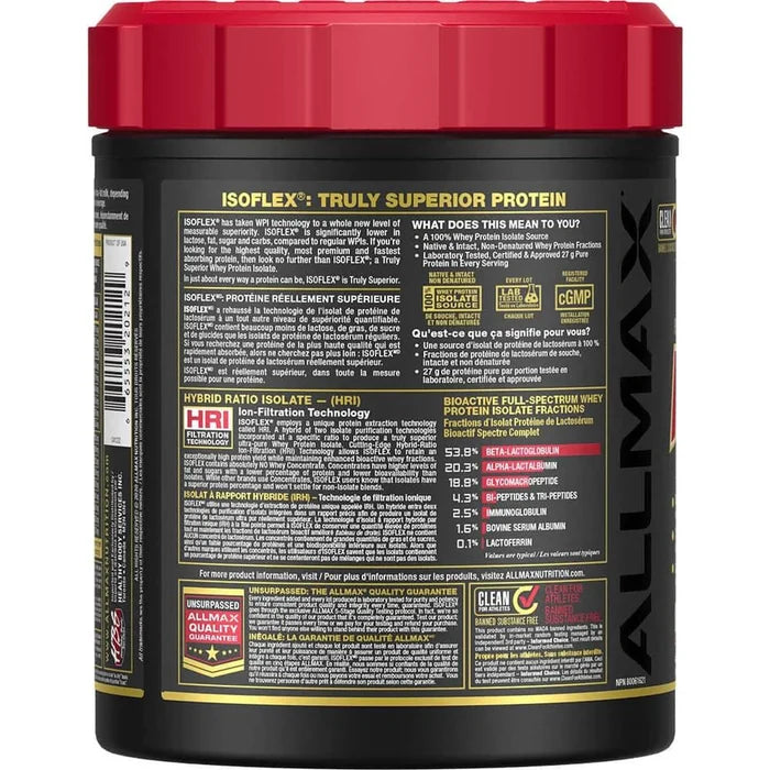 Allmax Nutrition Isoflex Whey Protein Isolate (1lb) Nutrition Facts panel