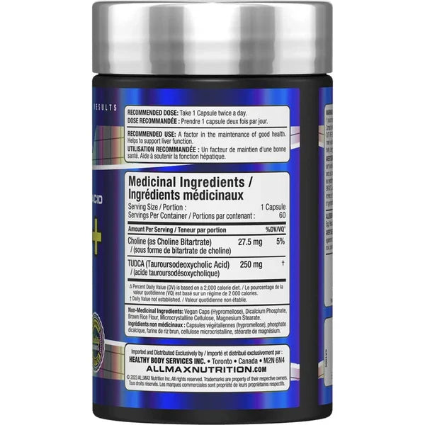 Allmax Nutrition TUDCA+ (60 caps) Nutrition Facts panel