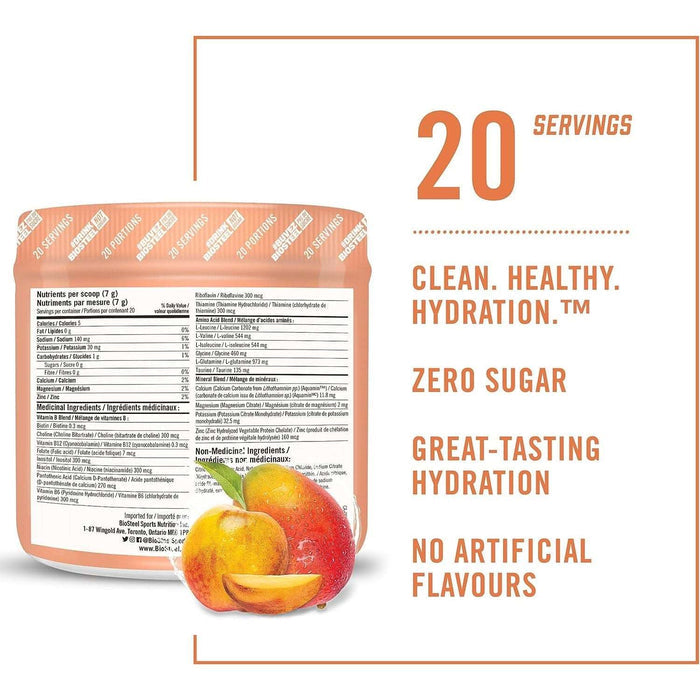 BioSteel Hydration Mix (20 servings) — back of package