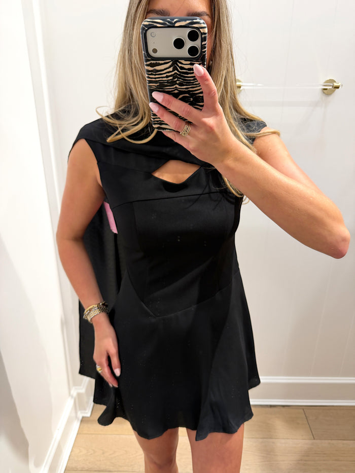 BLACK CHIFFON SCARF DRESS