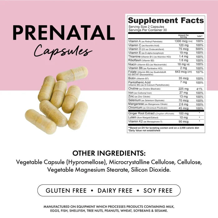 Bowmar Prenatal Multi Vitamin (60 capsules) — back of package