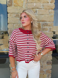 BURGUNDY NATALIA STRIPE LOOSE TOP