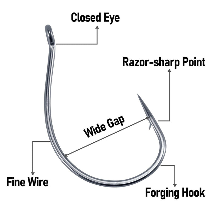 Dr.Fish 100pcs High Carbon Steel Drop Shot Hook #1-#3/0 - Dr.Fish Tackles