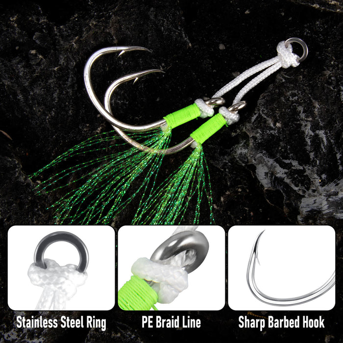 Dr.Fish 10pcs Fishing Assist Jig Hooks #1/0-#4/0