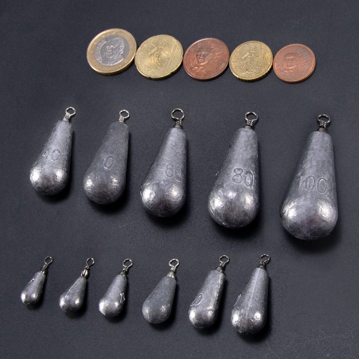 Dr.Fish 10pcs Fishing Pear Weight Sets 5g-100g