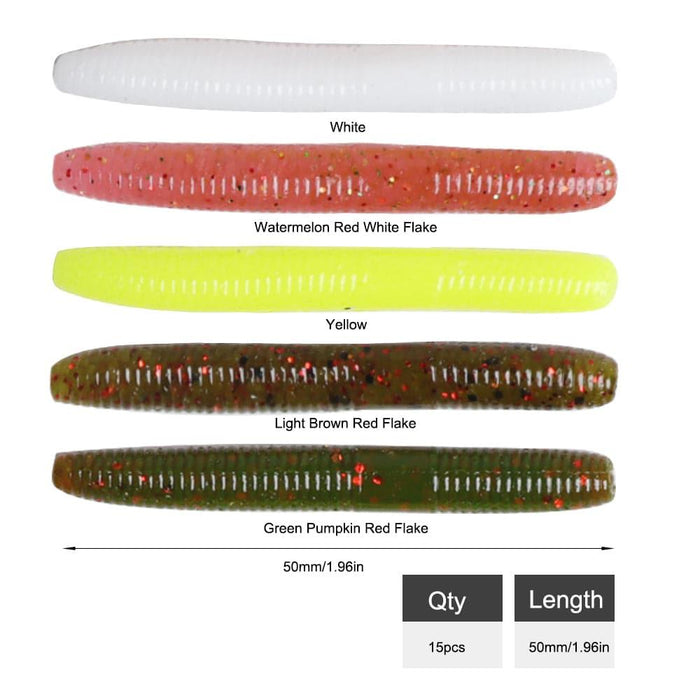 Dr.Fish 15pcs Ice Fishing Soft Worms 1.96'' - Dr.Fish Tackles