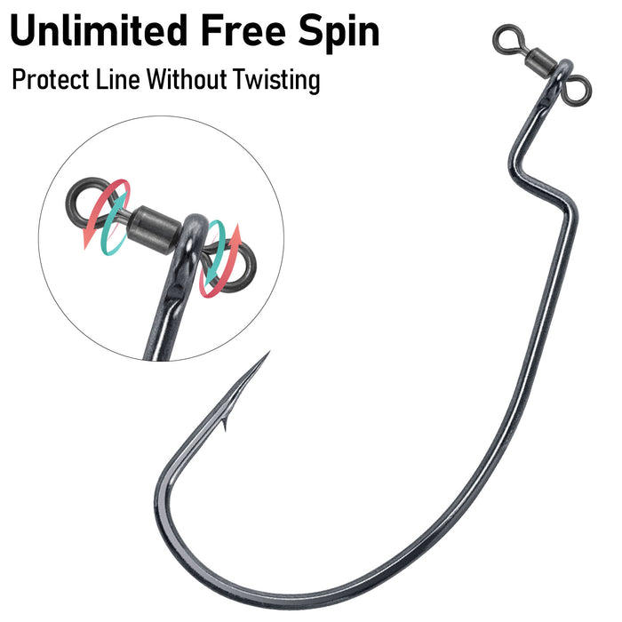 Dr.Fish 30pcs Drop Shot Swivel Hooks EWG Hooks #4-#5/0