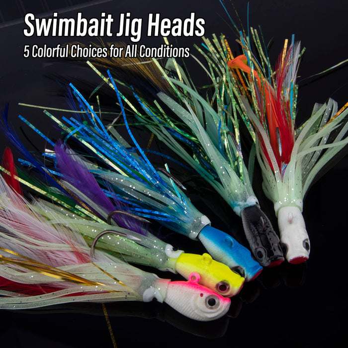Dr.Fish 3pcs Bucktail Squid Jig Heads 1oz