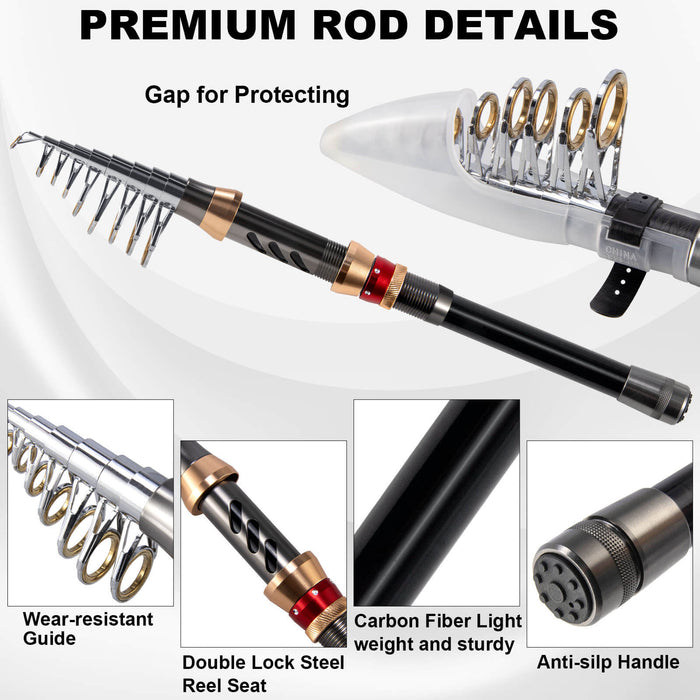 Dr.Fish 6-8FT Telescopic Fishing Rod and 4000 Spinning Reel Combo