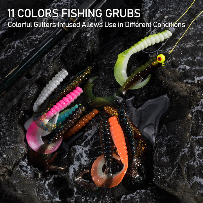 Dr.Fish Grub Soft Plastic Worm Baits 2''-3''