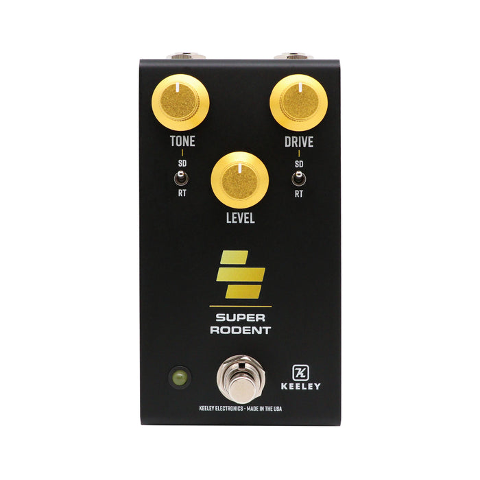 Pédale SUPER RODENT, overdrive et distorsion basée sur deux pédales légendaires, 100% analogique, noir et jaune