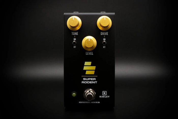 Pédale SUPER RODENT, overdrive et distorsion basée sur deux pédales légendaires, 100% analogique, noir et jaune