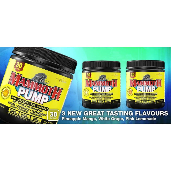 Mammoth Pump Pre-Workout (30 servings) — back of package