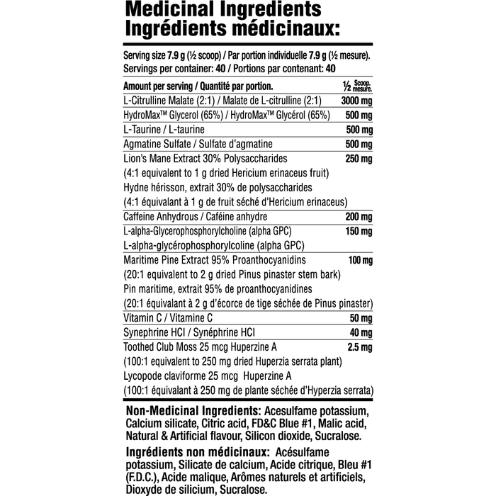Mammoth SHOCK Pre-Workout Supplement Facts label