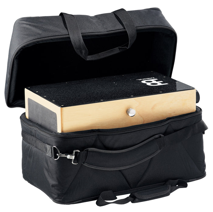 Housse cajon pro, nylon rembourré, poignée, sangle rembourrée, poche externe, 52x30.5x30.5cm, noir