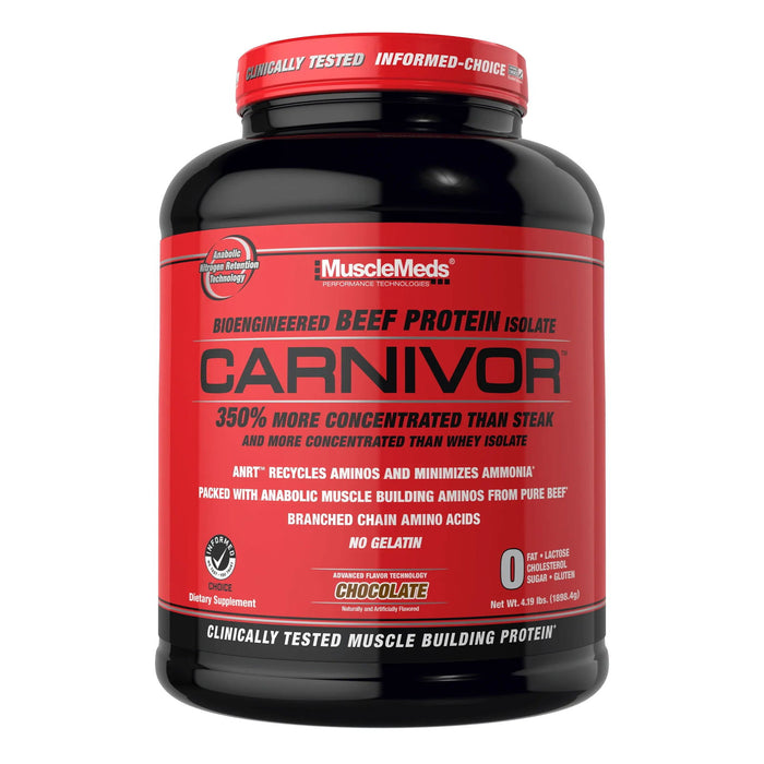 MuscleMeds Carnivor Beef Protein Isolate (4 lbs) — front of tub — in Canada