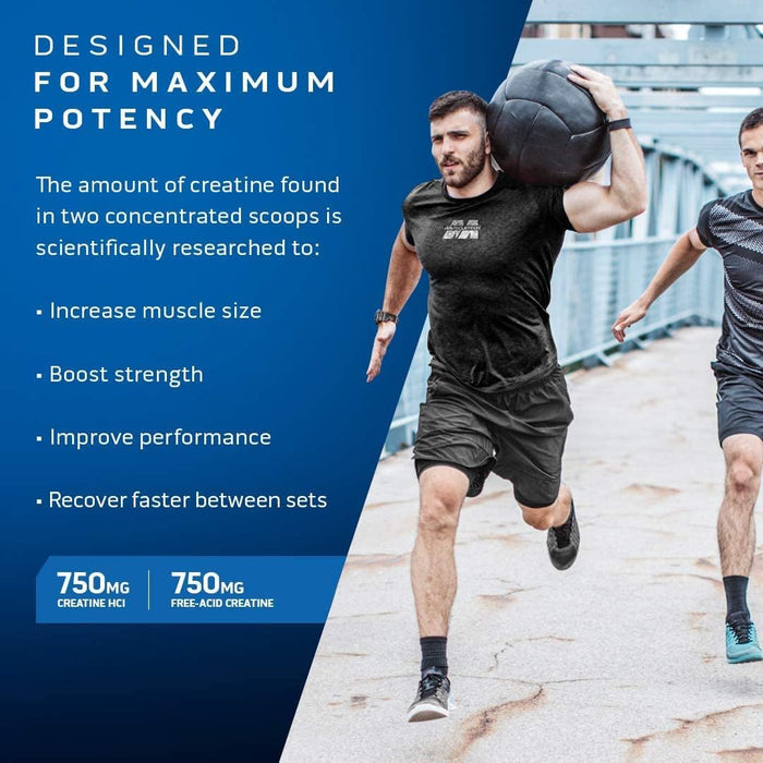 MuscleTech Creactor - Creatine HCL & Free-Acid Creatine (120 servings) — back of package
