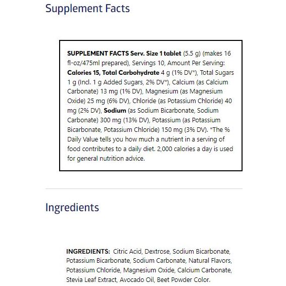 Nuun Sport Electrolyte Drink Tablets Supplement Facts label