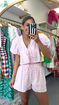 PINK PLAID TIE STRETCH SET