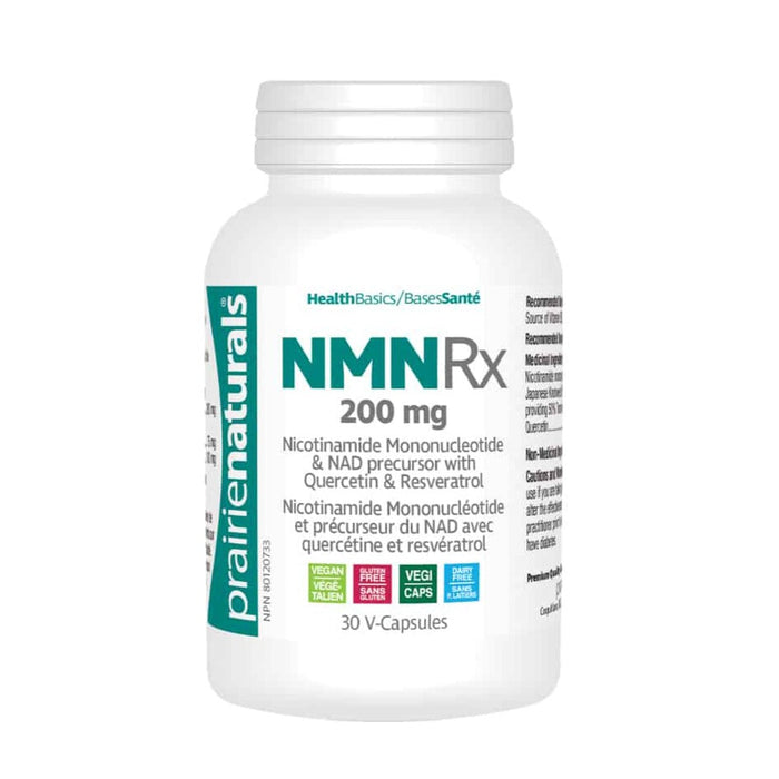 Prairie Naturals NMN Rx 200mg (30 capsules) Nutrition Facts label