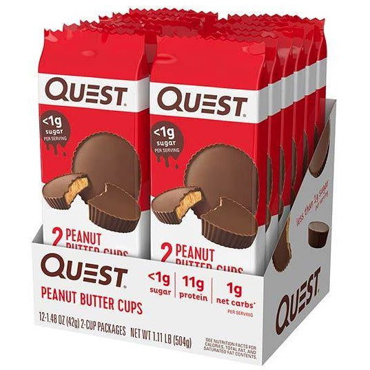 Quest Peanut Butter Cups (Box of 12 2-cup packages) Nutrition Facts label