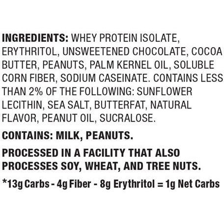 Quest Peanut Butter Cups (Box of 12 2-cup packages) Nutrition Facts label