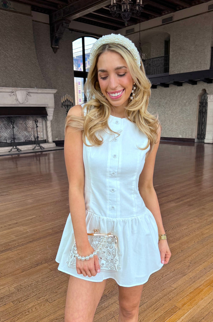 SLEEVELESS BUTTON DOWN MINI DRESS