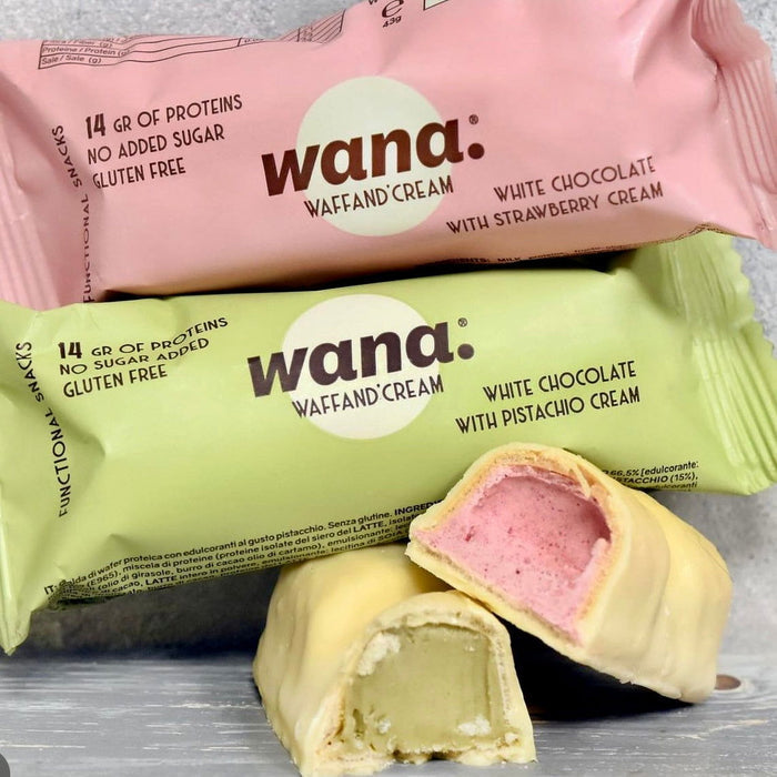 WANA Waffand'Cream "Kinder Bueno" Keto Protein Bars (1 Box of 12 Bars) — back of package